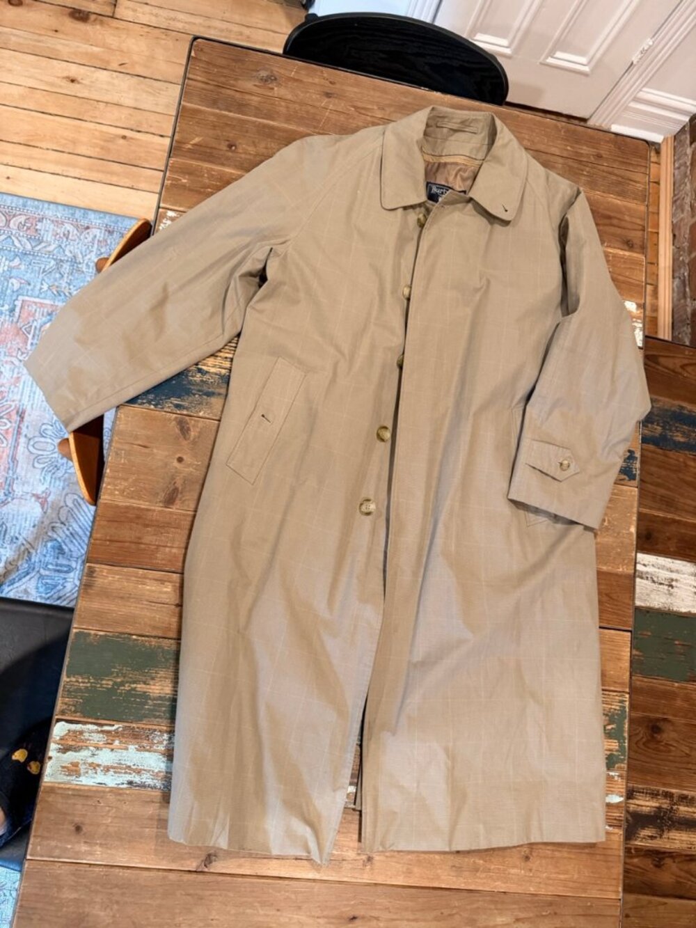 Burberry Trench Coat with Wool Liner - Khaki/Tan Check - 1990s